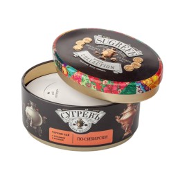 Ж/б "По-сибирски" + монпансье малиновые. Чёрный чай с травами.