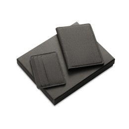 Подарочный набор "Consul": обложка для паспорта и картхолдер, серый