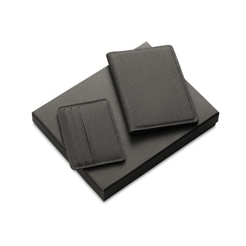 Подарочный набор "Consul": обложка для паспорта и картхолдер, серый