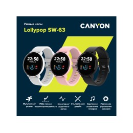 Умные часы CANYON Lollypop SW-63, IP 68, BT 5.0, сенсорный дисплей 1.3, розовый (Р)