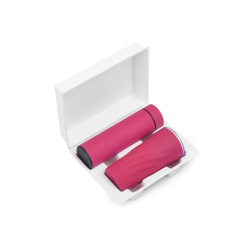 Подарочный набор "FAMILY" с термосом и термокружкой, розовый