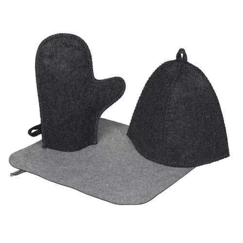 Банный набор из шапки, рукавицы и коврика "Calm", серый