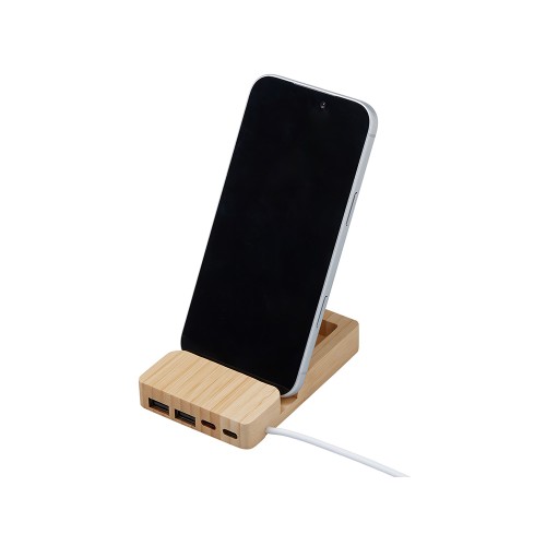 USB хаб «Memo», 2*USB, 2*Type C, бамбук
