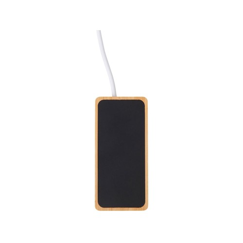 USB хаб с подсветкой лого «Reedia S5», 3*USB, 1*Type C, бамбук, черный