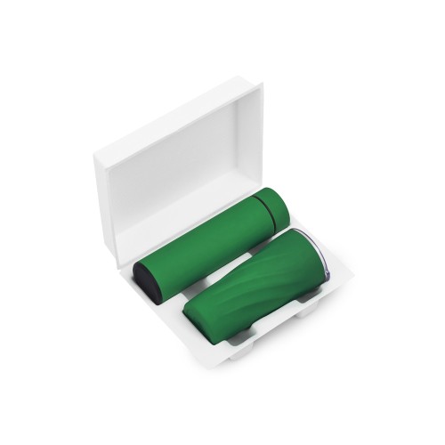 Подарочный набор "FAMILY" с термосом и термокружкой, зеленый