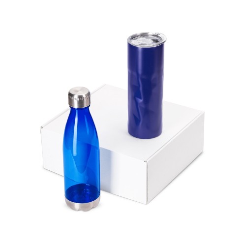 Подарочный набор с термокружкой и бутылкой «Water cross», синий