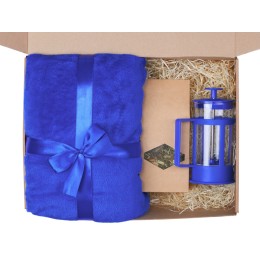 Подарочный набор Tea time с пледом, синий