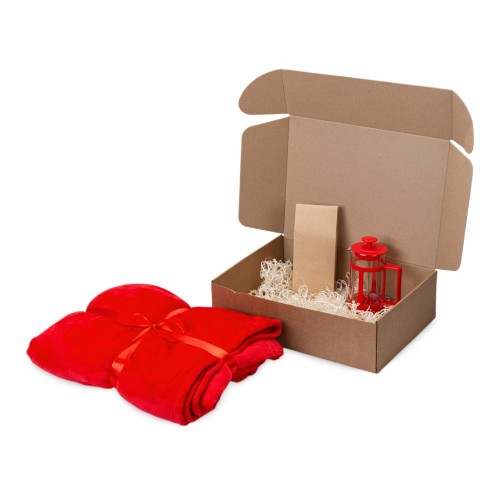 Подарочный набор Tea time с пледом, красный