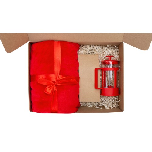 Подарочный набор Tea time с пледом, красный