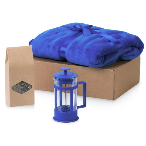 Подарочный набор Tea time с пледом, синий