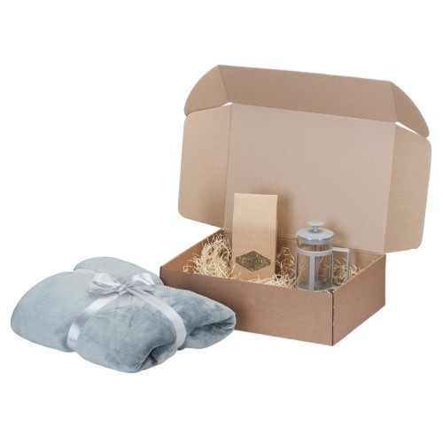 Подарочный набор Tea time с пледом, серый