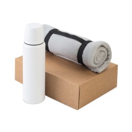 Подарочный набор с термосом и пледом «Serenity», белый/серый