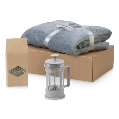 Подарочный набор Tea time с пледом, серый