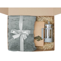 Подарочный набор Tea time с пледом, серый