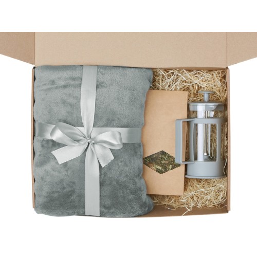 Подарочный набор Tea time с пледом, серый