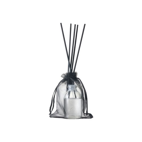 Диффузор с ароматом "Еловые шишки и хвоя", 30мл, стекло, пробка, палочки 5 шт., мешочек из органзы черный