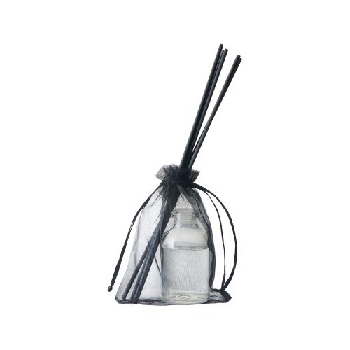 Диффузор с ароматом "Табак и ваниль", 30мл, стекло, пробка, палочки 5 шт., мешочек из органзы черный