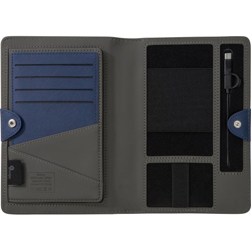 Органайзер с функцией беспроводной зарядки "Manner", 5000 mah, темно-синий (Р)