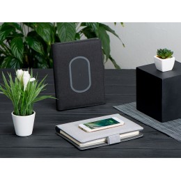 Органайзер с беспроводной зарядкой 5000 mAh "Powernote", светло-серый (P)