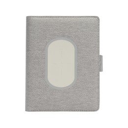 Органайзер с беспроводной зарядкой 5000 mAh "Powernote", светло-серый (P)
