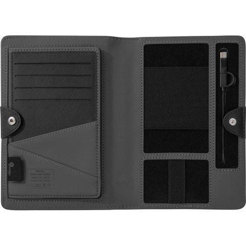 Органайзер с функцией беспроводной зарядки "Manner", 5000 mah, черный