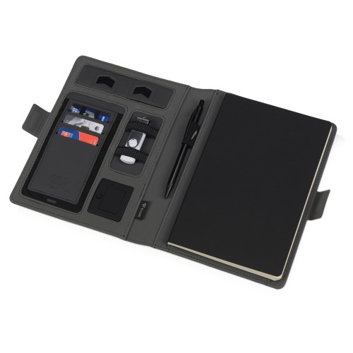 Органайзер с беспроводной зарядкой 5000 mAh "Powernote", темно-серый (P)