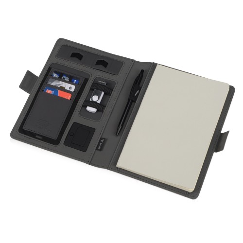 Органайзер с беспроводной зарядкой 5000 mAh "Powernote", светло-серый (P)