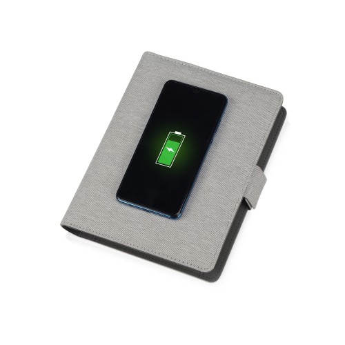 Органайзер с беспроводной зарядкой 5000 mAh "Powernote", светло-серый (P)