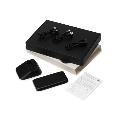 Портативное беспроводное зарядное устройство с док-станцией "Uniq", 10000 mah, черный