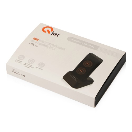 Портативное беспроводное зарядное устройство с док-станцией "Uniq", 10000 mah, черный