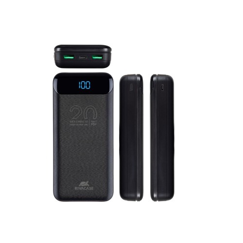 RIVACASE VA2582 (20 000mAh), QC/PD 22.5W внешний аккумулятор с дисплеем, черный /24