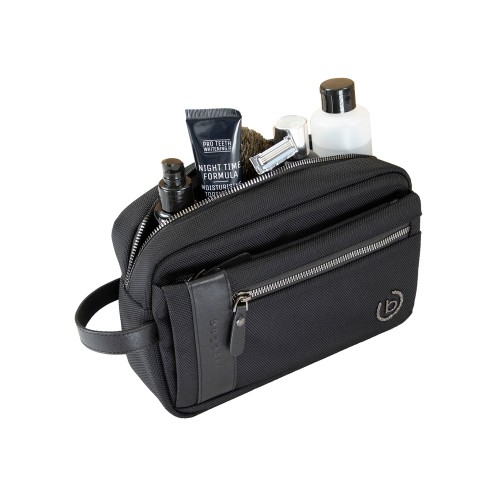 Несессер мужской BUGATTI НЕРО | NERO, чёрный, нейлон 1680D/кожа, 24х7,5х16 см