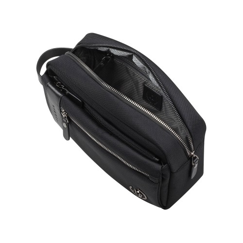 Несессер мужской BUGATTI НЕРО | NERO, чёрный, нейлон 1680D/кожа, 24х7,5х16 см