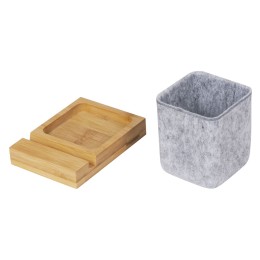 Подставка для ручек и телефона из бамбука "Takeshi", серый