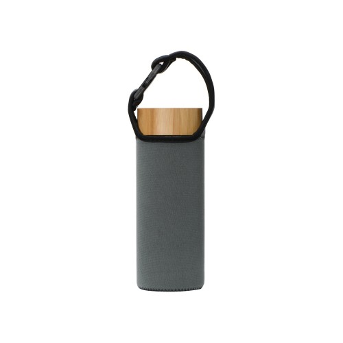 Стеклянный термос из стекла с двойными стенками и ситечком 320 мл "Badachu" в чехле, прозрачный (P)