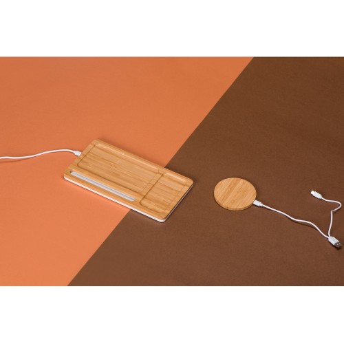 Беспроводное зарядное устройство из бамбука "Cap", натуральный