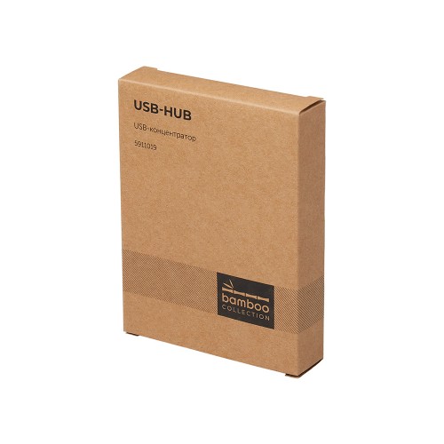 USB хаб «Memo», 2*USB, 2*Type C, бамбук
