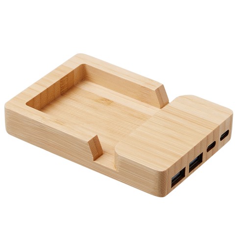 USB хаб «Memo», 2*USB, 2*Type C, бамбук