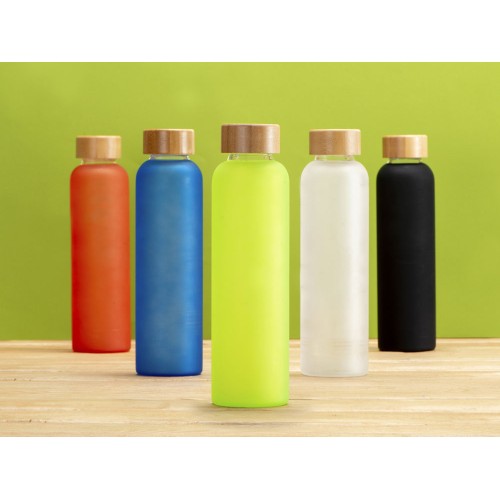 Стеклянная бутылка с бамбуковой крышкой «Foggy», 600мл, зеленое яблоко