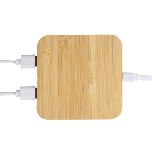 USB-хаб с беспроводной зарядкой из бамбука Plato