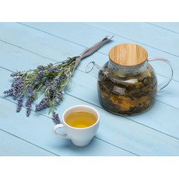 Стеклянный заварочный чайник Sencha с бамбуковой крышкой