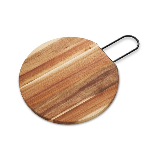 Деревянная круглая доска из акации с металлической ручкой "Кира"