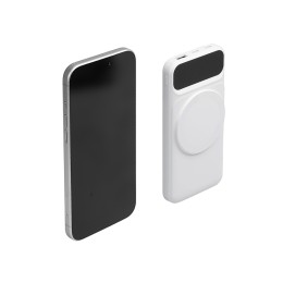 Магнитный беспроводной внешний аккумулятор со встроенными кабелями «Мэни»,быстаря зарядка, 10000 мАч, белый