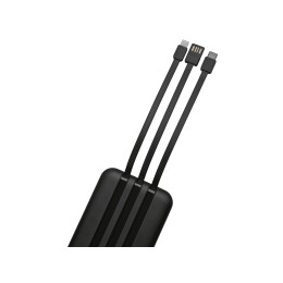 Магнитный беспроводной внешний аккумулятор со встроенными кабелями «Мэни»,быстаря зарядка, 10000 мАч, черный