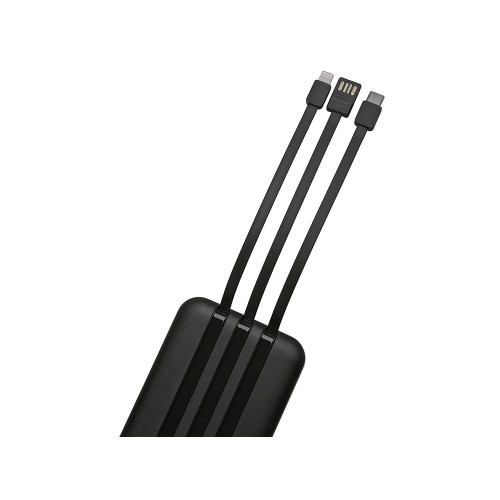 Магнитный беспроводной внешний аккумулятор со встроенными кабелями «Мэни»,быстаря зарядка, 10000 мАч, черный