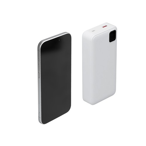 Внешний аккумулятор со встроенными кабелями «Фрэйм Про», быстрая зарядка, 20000мач, белый