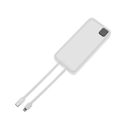 Внешний аккумулятор со встроенными кабелями «Фрэйм Про», быстрая зарядка, 20000мач, белый