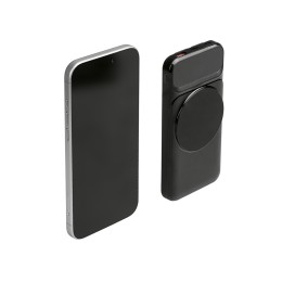 Магнитный беспроводной внешний аккумулятор со встроенными кабелями «Мэни»,быстаря зарядка, 10000 мАч, черный