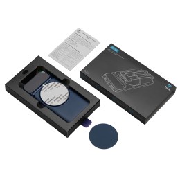 Магнитный беспроводной внешний аккумулятор со встроенными кабелями «Мэни»,быстаря зарядка, 10000 мАч, тёмно-синий