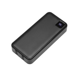 Внешний аккумулятор со встроенными кабелями «Фрэйм Про», быстрая зарядка, 20000мач, черный